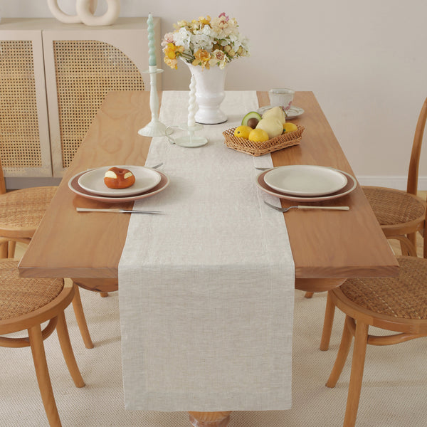 Premium French Linen Table Runner - Natural Linen