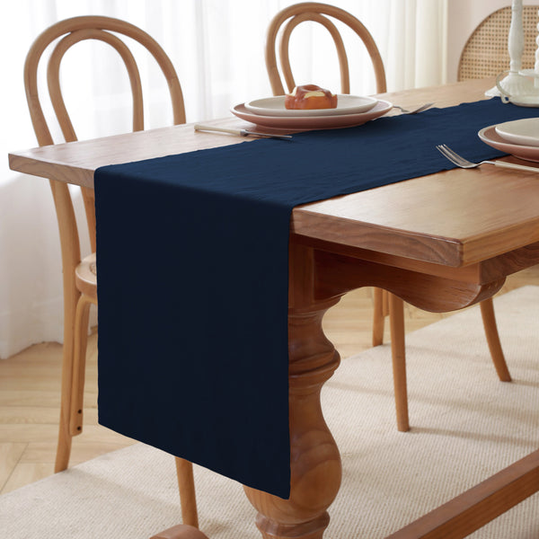 Premium French Linen Table Runner - Navy