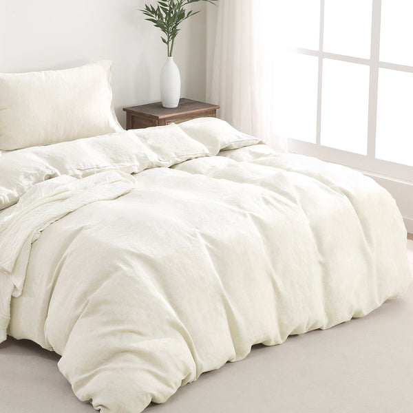 Pure French Linen Duvet Cover - Cream White Duvet Cover Only