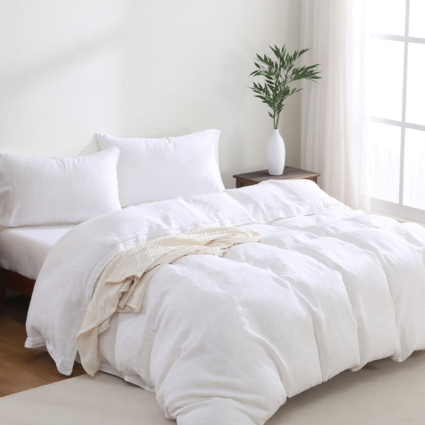 100% Linen Bedding Set (1 Duvet Cover 1 Fitted Sheet 2 Pillowcases)