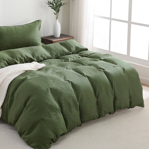 Pure French Linen Duvet Cover - Green Duvet Cover Only