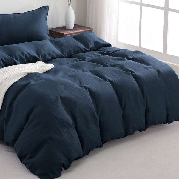 Pure French Linen Duvet Cover - Navy Duvet Cover Only