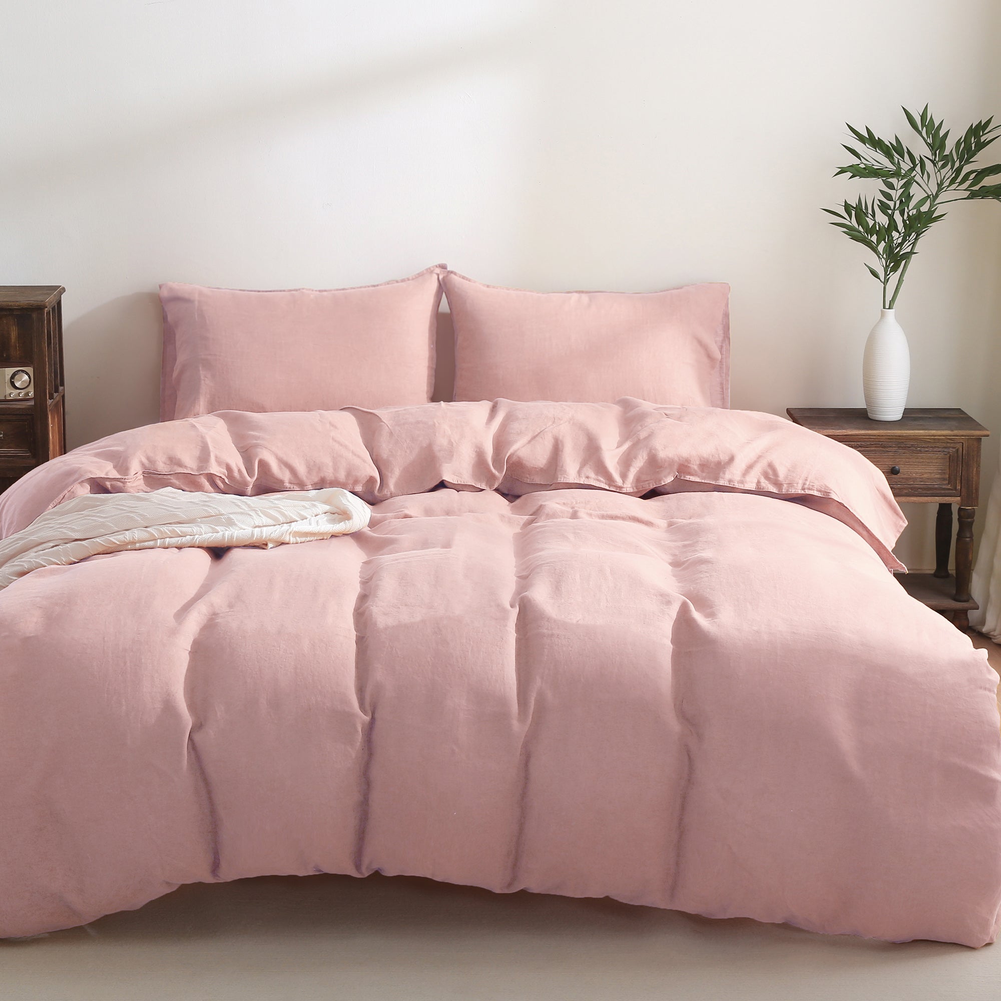 Pure French Linen Duvet Cover - Pink – Triton Linen