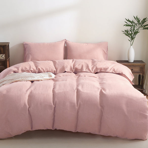 Pure French Linen Duvet Cover - Pink Duvet Cover Only