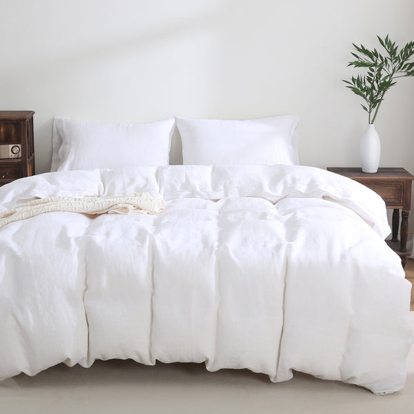 Pure French Linen Duvet Cover - White Duvet Cover Only