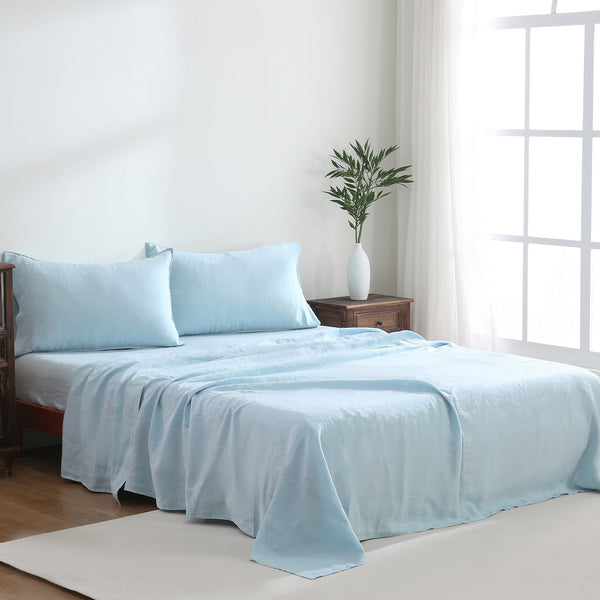 100% Linen Bedding Set (1 Fitted Sheet 1 Flat Sheet 2 Pillowcases)