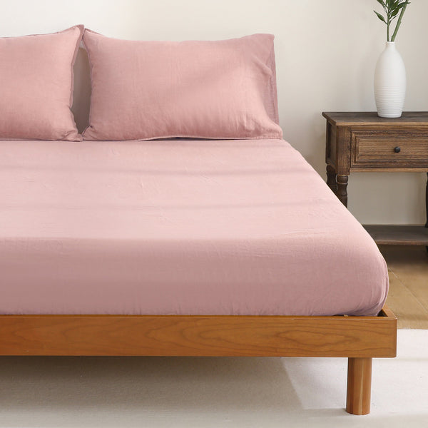 French Linen Fitted Sheet - Pink Fitted Sheet Only