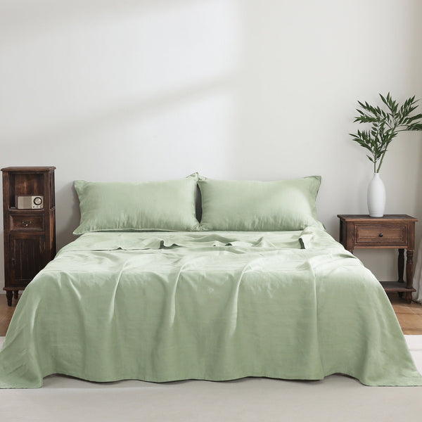 100% Linen Bedding Set (1 Flat Sheet 2 Pillowcases)