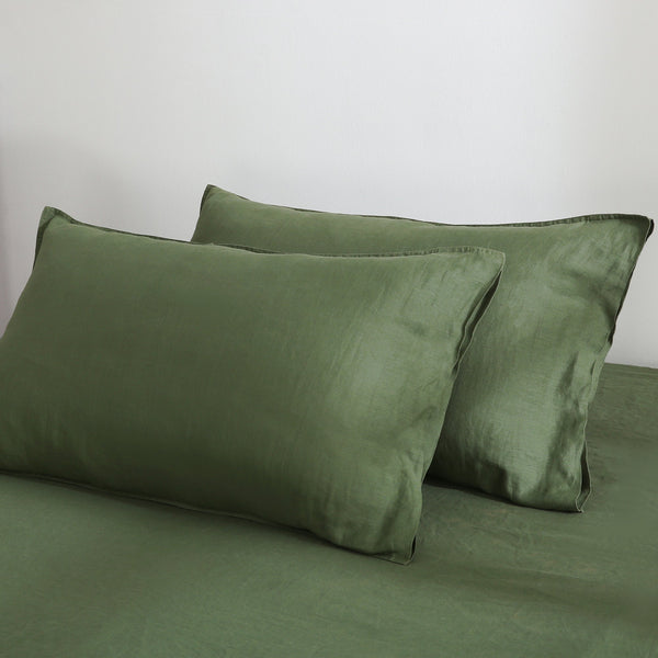 Pure French Linen Pillowcases (Set of 2) - Green