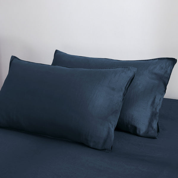 Pure French Linen Pillowcases (Set of 2) - Navy