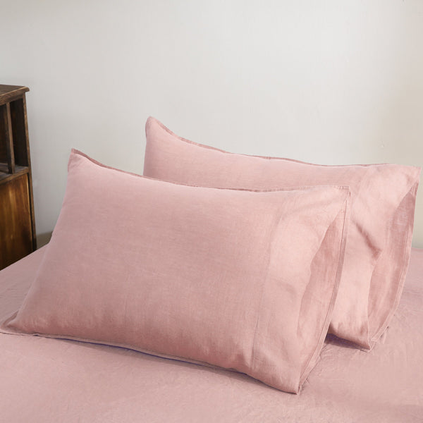 Pure French Linen Pillowcases (Set of 2) - Pink