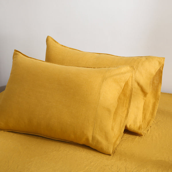 Pure French Linen Pillowcases (Set of 2) - Yellow