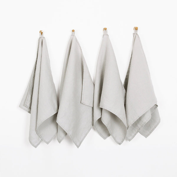 French Linen Tea Towels 14 x 28 Inch (Set of 4) - Grey