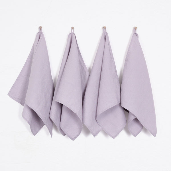 French Linen Tea Towels 14 x 28 Inch (Set of 4) - Purple