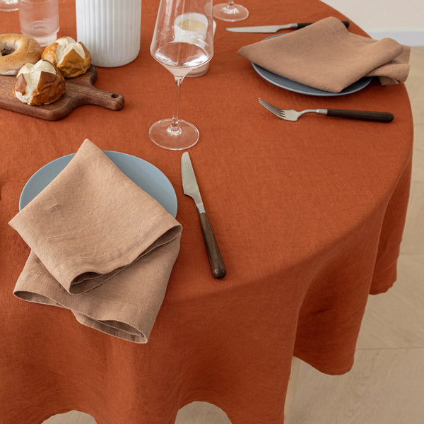 100% Linen Round Tablecloth - 65'' DIA