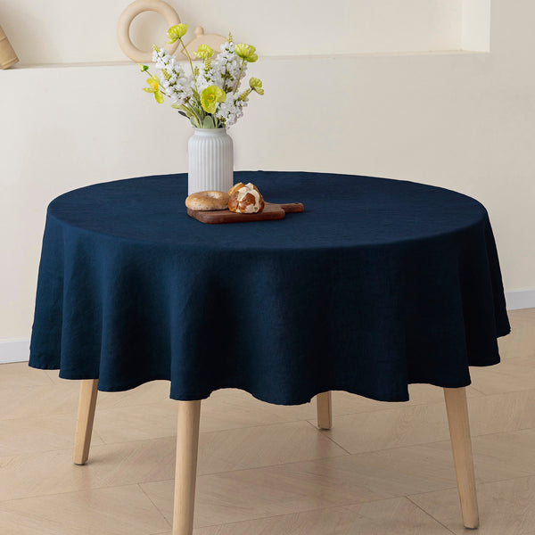 100% Linen Round Tablecloth - 65'' DIA