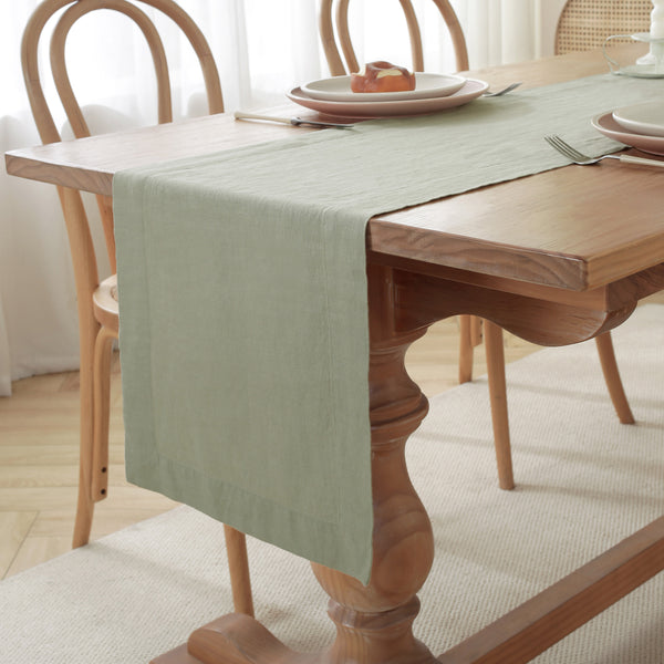 Premium French Linen Table Runner - Sage